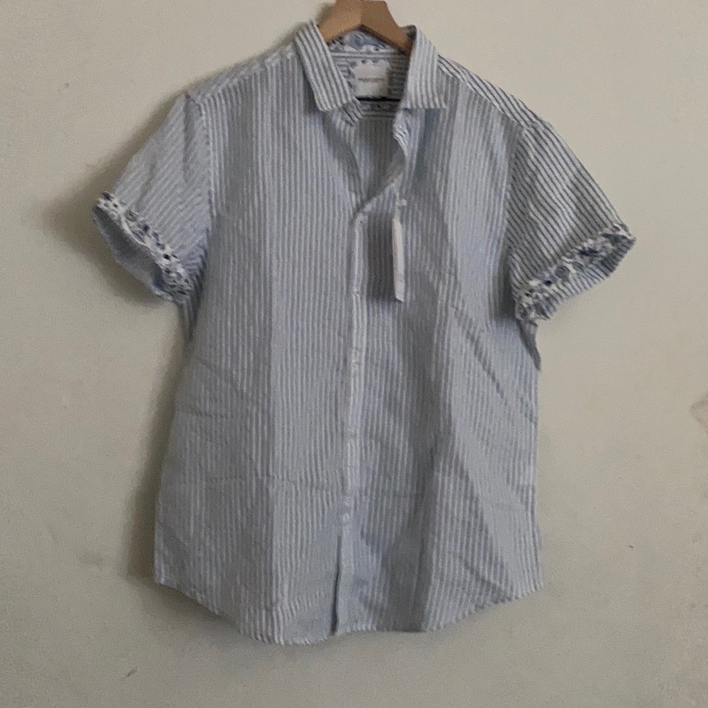 NWT linen striped button down shirt